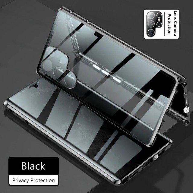 Magnetische Anti-Spionage-Schutzhülle mit gehärtetem Glas für Samsung Galaxy S25 S24 Ultra Plus FE in Schwarz und Transparent - Bild 1