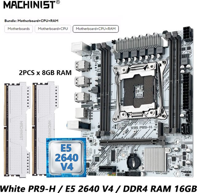 MACHINIST X99 Motherboard-Kit Weiß mit Xeon E5 2640 V4 CPU, 16GB DDR4 RAM und NVME/SATA M.2 PR9-H Combo, LGA 2011-3 - Bild 1