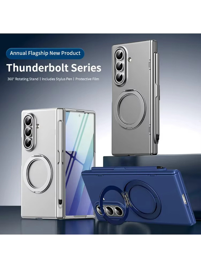 Magnetische Business Metall Schutzhülle für Samsung Galaxy Z Fold 7 6 5 4 3 mit Drehständer und MagSafe Kompatibilität in Blau - Bild 6