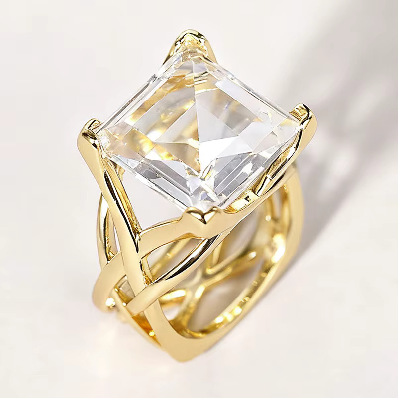 Huitan Ring, Zirkonia, Kristall, Gold, Damen - Bild 2