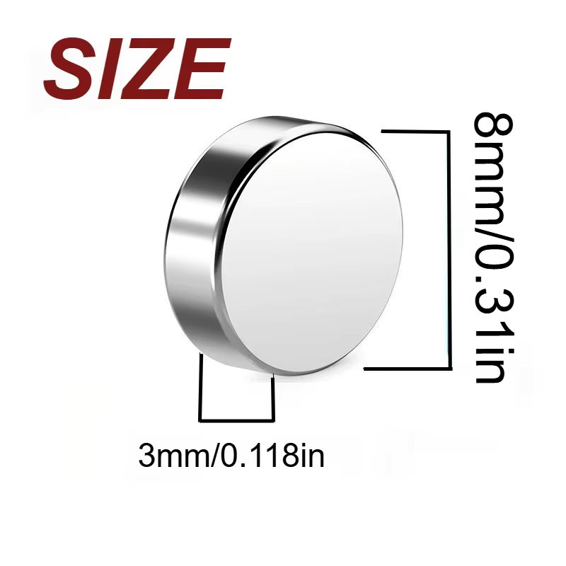 U-POLEMAG Runde Mini-Magnete 8 x 3 mm für Taschenverschlüsse und Whiteboards - Bild 2