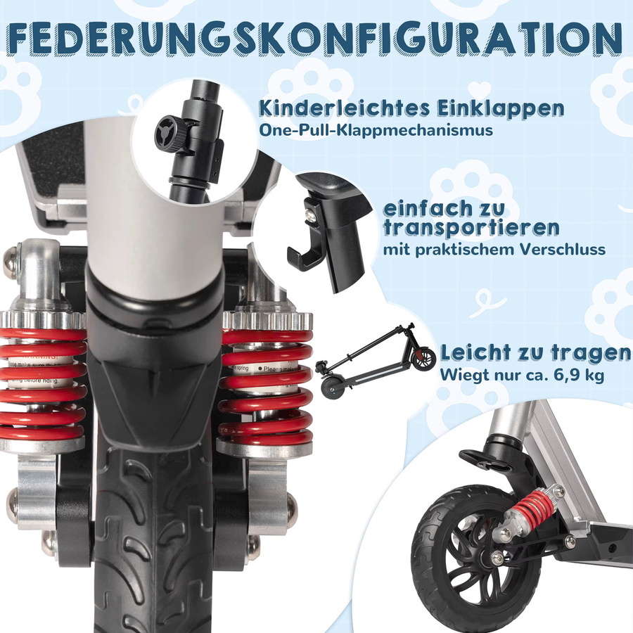 Vankel E-Scooter Kinder, faltbarer Elektroroller, ab 10 Jahre - Bild 5