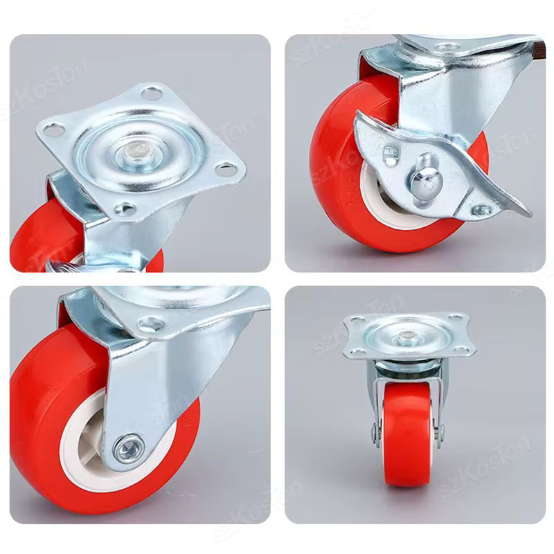 4er-Set Universal Lenkrollen aus PVC in Rot für Plattformwagen und Trolleys von ouliluye - Bild 3