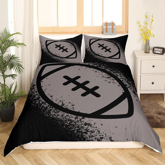 Jinmeige Rugby Sport Bettwäsche Set mit 2 Kissenbezügen, Schwarz Tie Dye, B/H: 140 x 200 cm - Bild 1