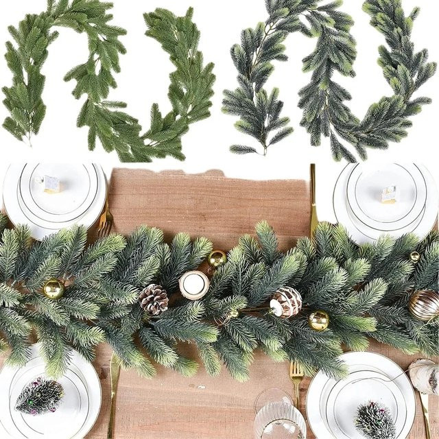 ZQCY Künstliche Kieferngirlande in Grün mit Rattan-Optik für Weihnachtsdekoration und Party, Höhe: 180 cm, Breite: 10 cm - Bild 1