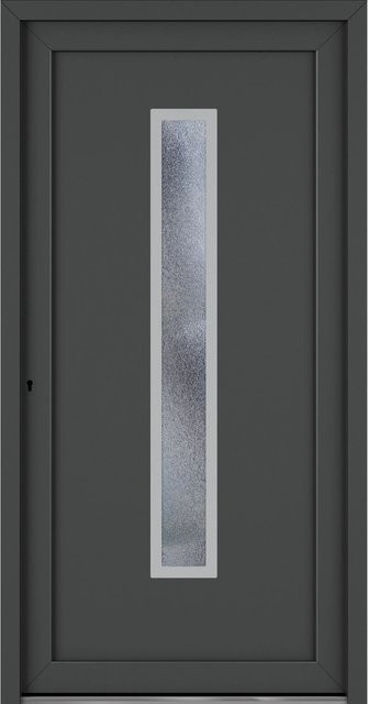 Roro Haustür OKE 1105 Modern mit Glaseinsatz aus Kunststoff und Stahl in Weiß-Anthrazit, B: 110 cm, H: 210 cm, DIN L - Bild 1