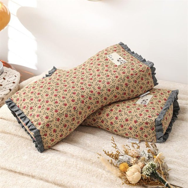 Yiran Furniture Buchweizenkissen aus reiner Baumwolle mit Blumenmuster, Nackenkissen und Lendenkissen, B/H: 50 x 22 cm - Bild 1