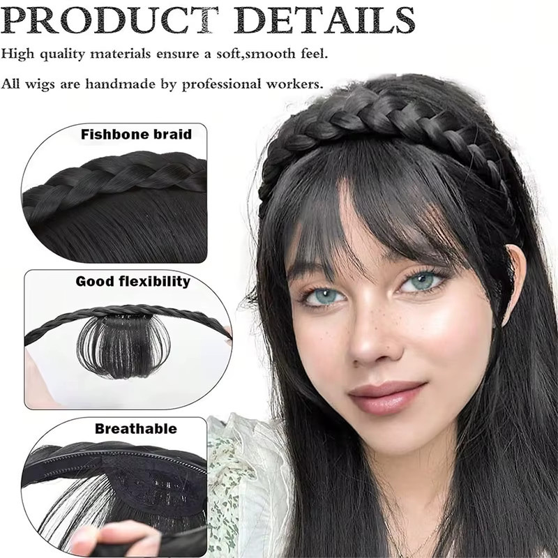 ISIGROSI Haarknall mit Stirnband-Zöpfen und Pony, Braun, Damen - Bild 4