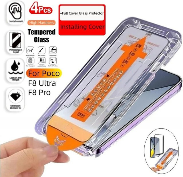Xiaomi Schutz-Kit für Poco F8 und Poco F7 Ultra Pro mit gehärtetem Glas, transparent, staubfreie One-Click Installation und HD-Anti-Fingerabdruck-Schutz - Bild 1