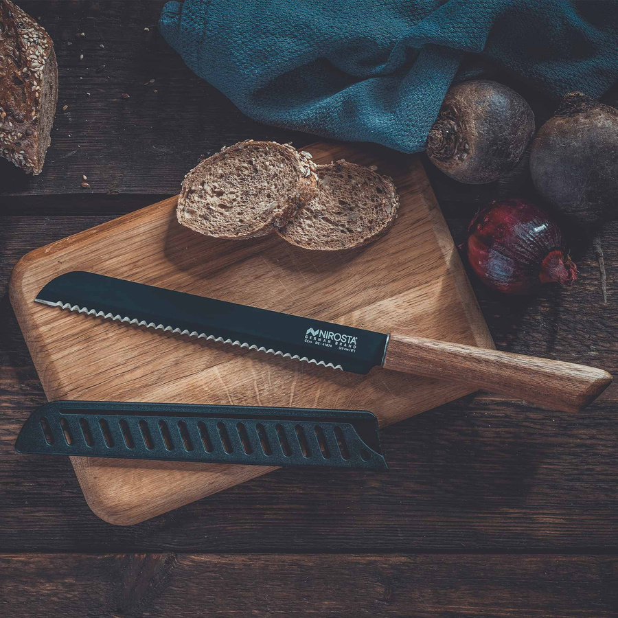 Nirosta Brotmesser Flow mit Edelstahl-Klinge und schwarzer Schutzhülle - Bild 2
