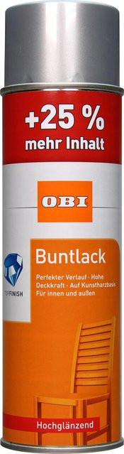 OBI Buntlack Spray RAL 9006 Weißalu hochglänzend, Silber, 500 ml - Bild 1