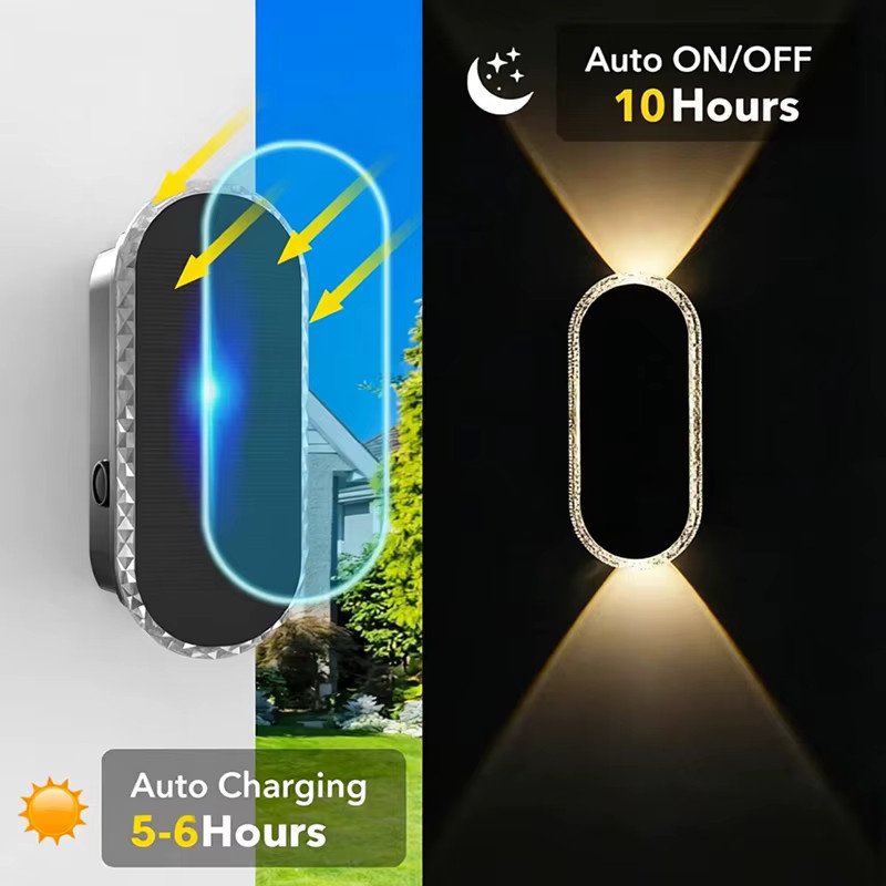 VENUSWING RGB Solar-Zaunleuchten Außenbeleuchtung in Schwarz mit intelligenter Lichtsteuerung und Auf- und Abwärts-Lichteffekt - Bild 3