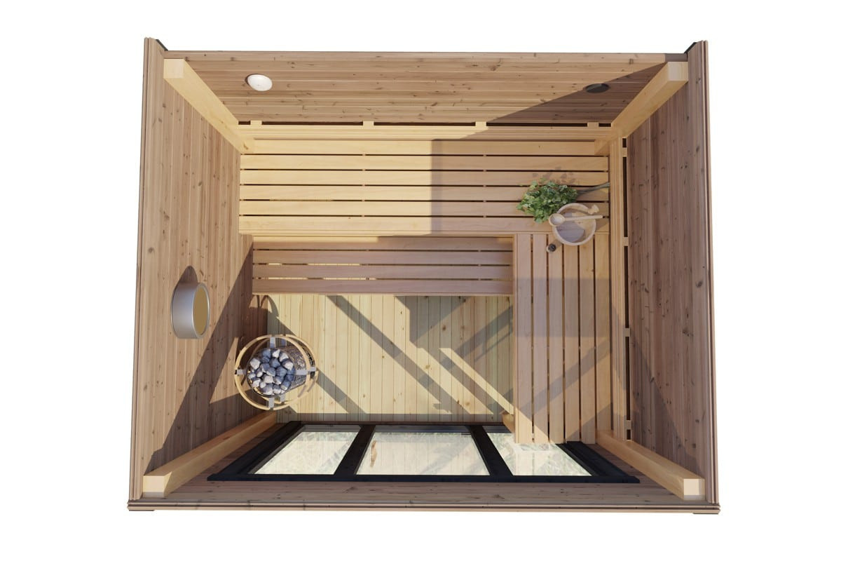 Moderne Gartensauna Sogne von Hansagarten24 aus Thermokieferholz in Braun, B/T/H: 3 x 2 m - Bild 2