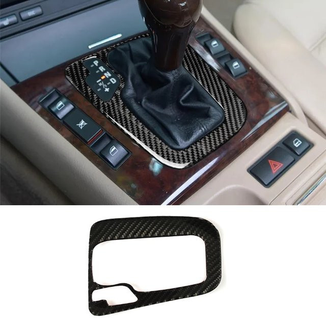 CNORICARC Carbon Faser Aufkleber für die Gangschaltung Panel Abdeckung der Konsole für BMW 3er E46 1998-2004 in Schwarz, LHD und RHD kompatibel - Bild 1
