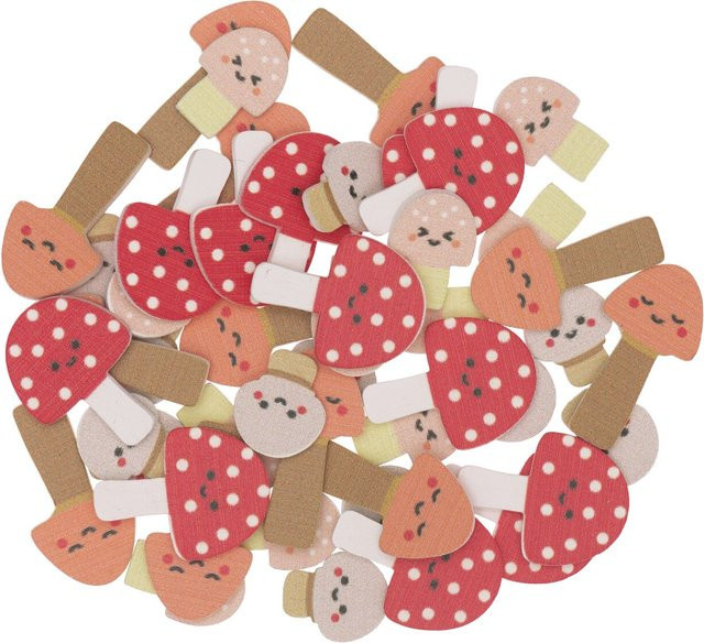 Rico Design Holzstreu Pilze Mix bunt 48 Stück für Herbst Tischdeko - Bild 1