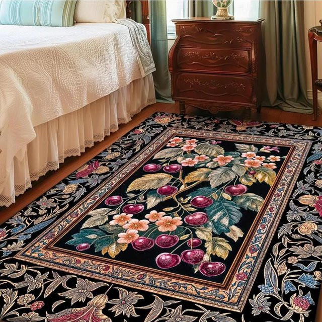 Lodestar Floral Teppich in Königsblau und Multicolour, moderner Retro-Wohnzimmerteppich aus Polyester für Wohnzimmer und Schlafzimmer, B x T: 80 x 120 cm - Bild 1