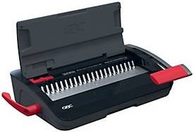 GBC CombBind CB12 manuelles Bindegerät in Schwarz-Rot-Silber mit 12 Blatt Stanzer und Auffangschale - Bild 1