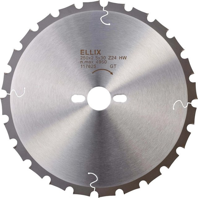 ELLIX HM-Kappsägeblatt für Holz mit 24 Zähnen, Durchmesser: 250 mm, Farbe: Silber - Bild 1