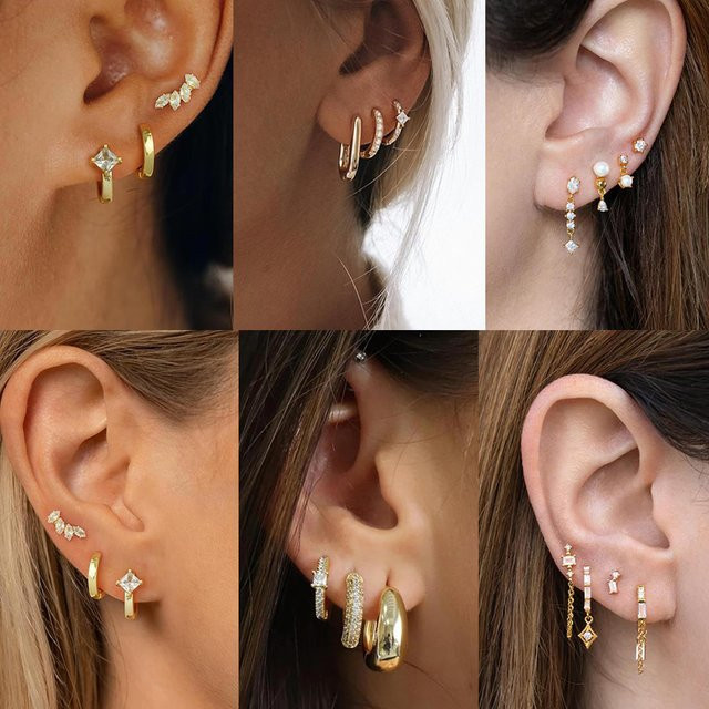ohhaio Ohrring Set, Creolen, Gold, Zirkonia, Damen - Bild 1