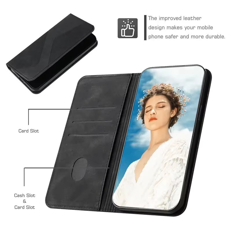 Magnetische Leder-Handyhülle für ZTE Nubia Air Z80 Z70 Z60S Music 2 Focus Pro V60 Design LTE 5G als Flip Case mit Wallet-Funktion und Standfunktion in Schwarz oder Braun - Bild 5
