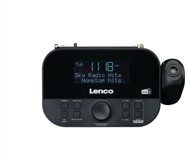 Lenco CR-615BK DAB+ und FM Radiowecker mit Zeitprojektion in Schwarz - Bild 1