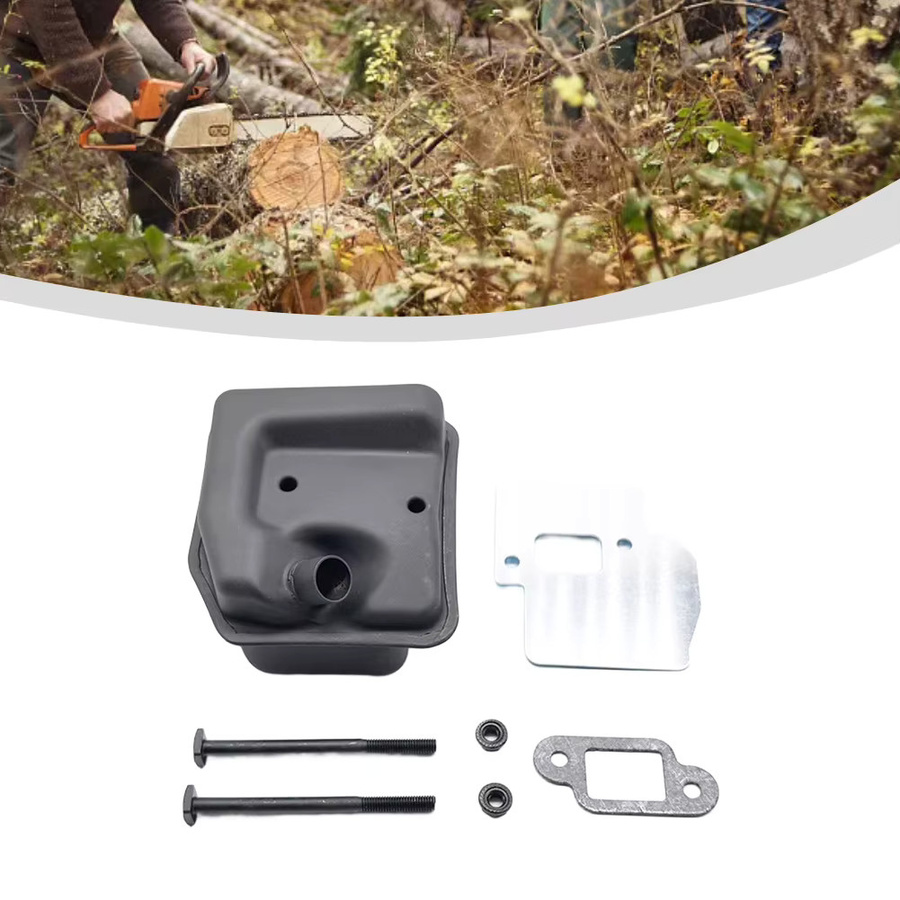 VIBRATITE Auspuff-Schalldämpfer-Set in Schwarz für Kettensägen MS210 MS230 MS250 inklusive Dichtung und Schraube - Bild 2