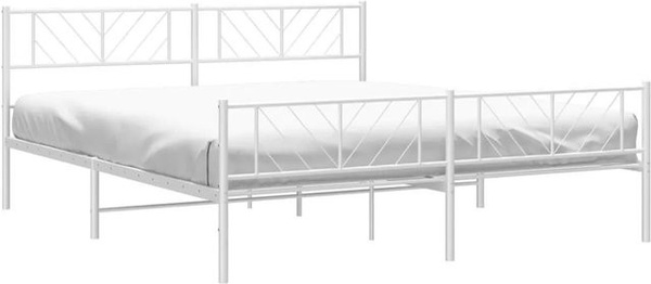 vidaXL Bettgestell aus Metall mit Kopf- und Fußteil in Weiß, B/T/H: 180 x 200 x 90 cm