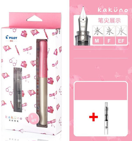 Pilot KaKuno Smiley Füllfederhalter mit wechselbarer Tintenpatrone in Light Pink, EF-Feder 0,3 mm