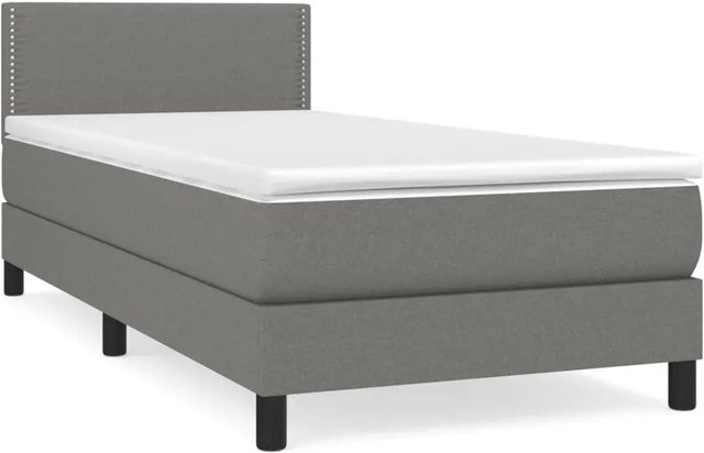 vidaXL Boxspringbett mit Matratze Hybrid-Design in Dunkelgrau, B/T/H: 90 x 190 x 88 cm - Bild 1