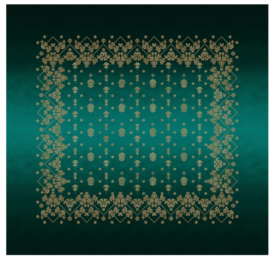 Bassetti Tischdecke Twill Gold Decor in Smaragdgrün mit floralem Jacquard-Muster - Bild 1