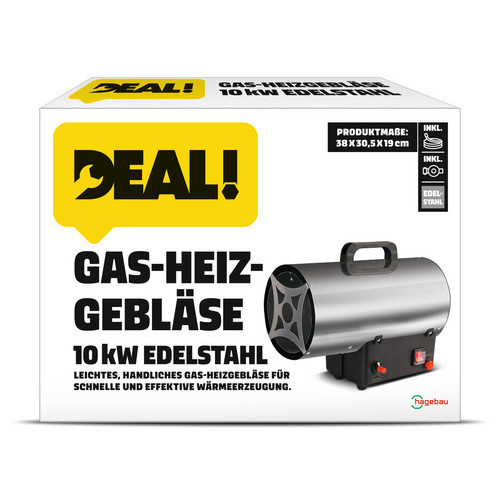 Gas-Heizgebläse aus Edelstahl in Silber und Schwarz, 70 W, B/T/H: 38,0 x 30,5 x 19,0 cm - Bild 3