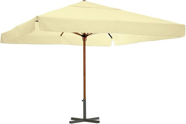 VEGA Gastro Sonnenschirm Esparto quadratisch in Beige mit Holzoptik Gestell, B: 350 cm, T: 350 cm, H: 370 cm - Bild 1