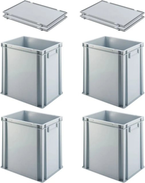 PROREGAL SuperSparSet 4x Eurobox Transportboxen mit Scharnierdeckel und geschlossenem Griff, Grau, H x B x T: 40 x 30 x 40 cm - Bild 1
