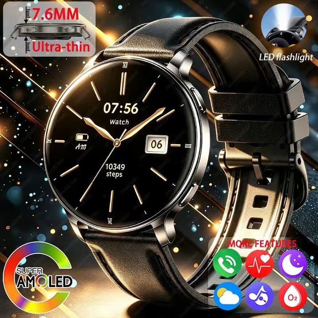 paazomu Smartwatch, 1,32 Zoll, Schwarz, Damen und Herren - Bild 1