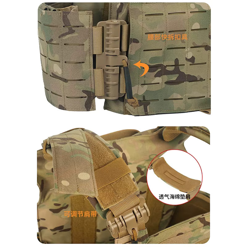 AnruiGe PROTECT Taktische Kampfweste 6094 in Schwarz, leichte lasergeschnittene Schutzweste mit abnehmbarer Ausrüstung - Bild 3