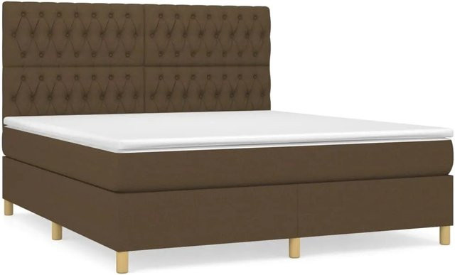 vidaXL Boxspringbett mit Matratze Dunkelbraun Hybrid-Design mit Taschenfederkern B/T: 180 x 200 cm - Bild 1