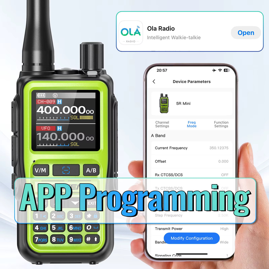 Baofeng UV-5R Mini Walkie-Talkie in Schwarz mit Bluetooth-Programmierung, APP-Steuerung und großer Reichweite - Bild 3
