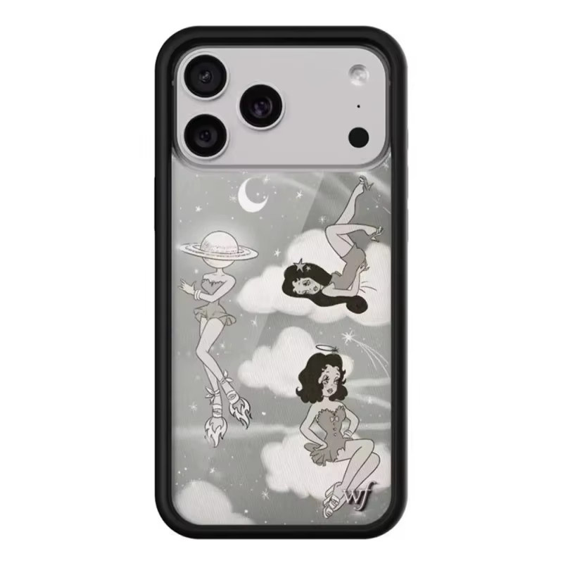 Wildflower Mondmädchen Handyhülle mit Polka Dot Design für iPhone 12 bis 17 Pro Max Plus Air - Bild 2