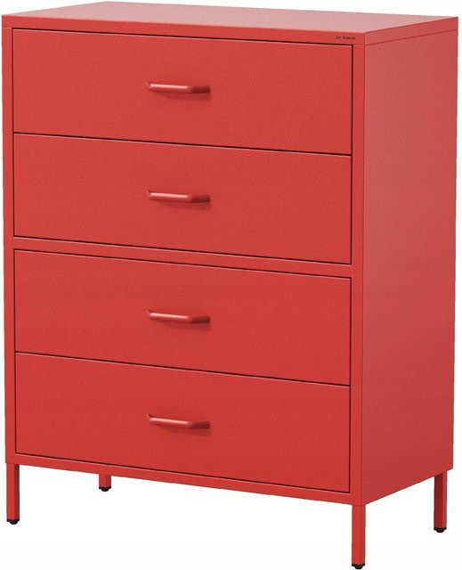 Jan Nowak Schubladenkommode CARLA Modern Rot B/T/H: 80 x 40 x 101,5 cm - Bild 1