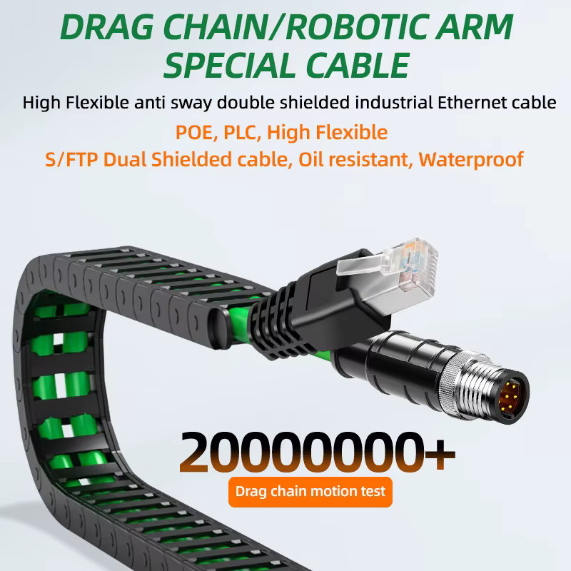 BYXGD M12 A-Code 8-Pin auf RJ45 SFTP Ethernet LAN Adapter, doppelt abgeschirmt, IP67, mit Kupferkern für Sensor, Aktuator, Encoder und IO-Link - Bild 4
