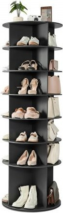 VEVOR Schuhregal 7-stöckig, 360° drehbarer Schuhschrank für 28 Paar Schuhe, Schwarz, B/T/H: 59,8 x 59,8 x 180,5 cm - Bild 1