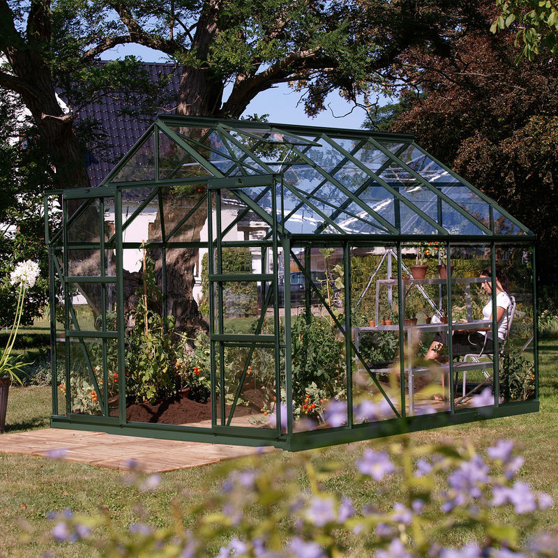 Vitavia Gewächshaus Mars 8300 in Smaragdgrün mit Einscheibensicherheitsglas und Doppelschiebetür, Fläche: 8,3 m² - Bild 4