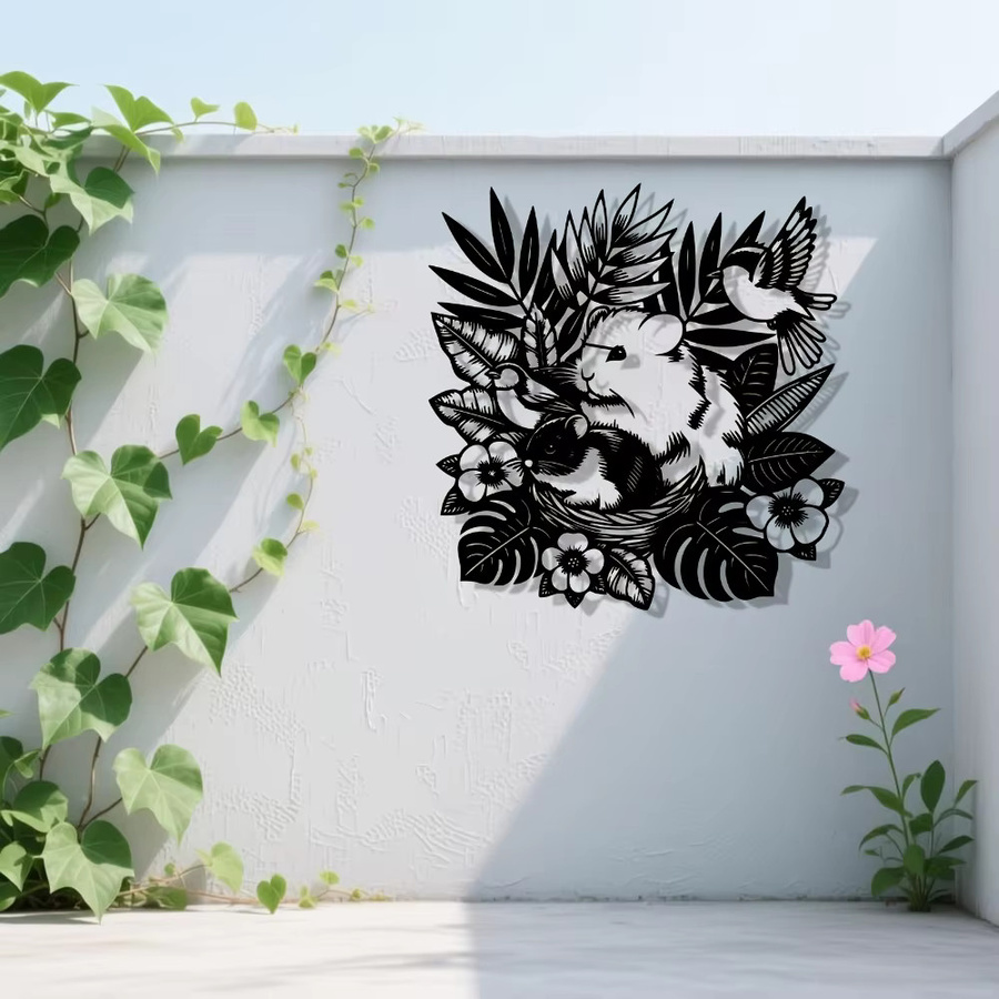 CIFBUY Wandkunst Meerschweinchen aus Metall in Schwarz als Gartendekoration - Bild 4