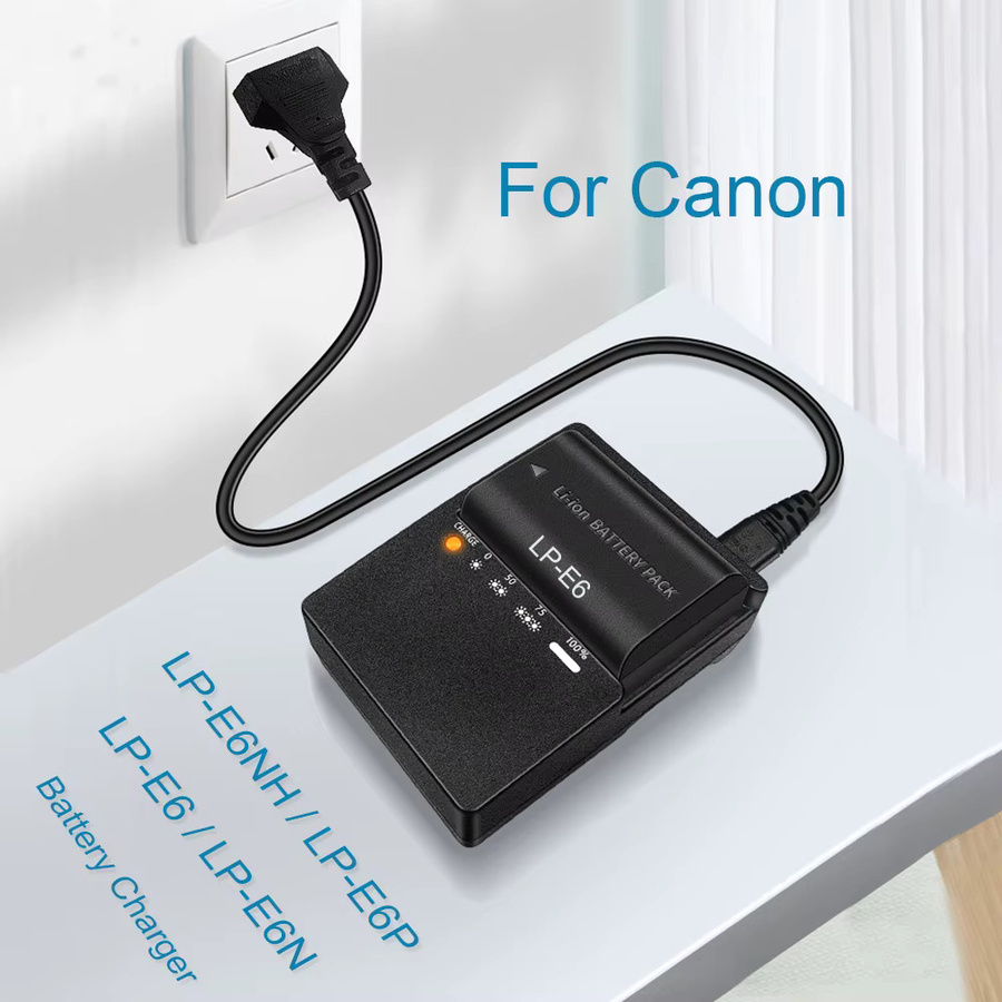 LC-E6E Ladegerät für Canon LP-E6 und LP-E6N Akkus in Schwarz - Bild 6