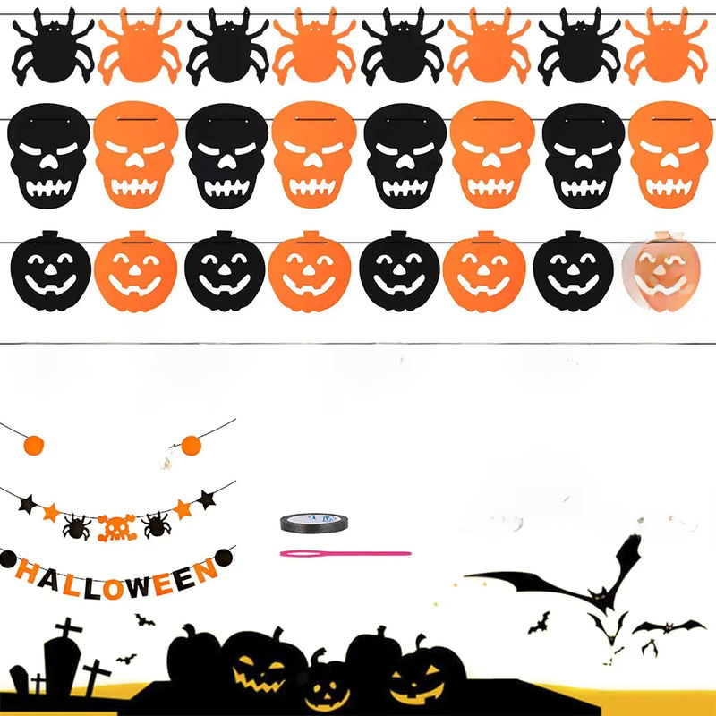 Hängendes Happy Halloween Banner aus Papier in Orange für Indoor und Outdoor Dekorationen - Bild 6