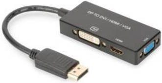 Digitus 3in1 AV Konverter DisplayPort zu HDMI, DVI und VGA in Schwarz - Bild 1