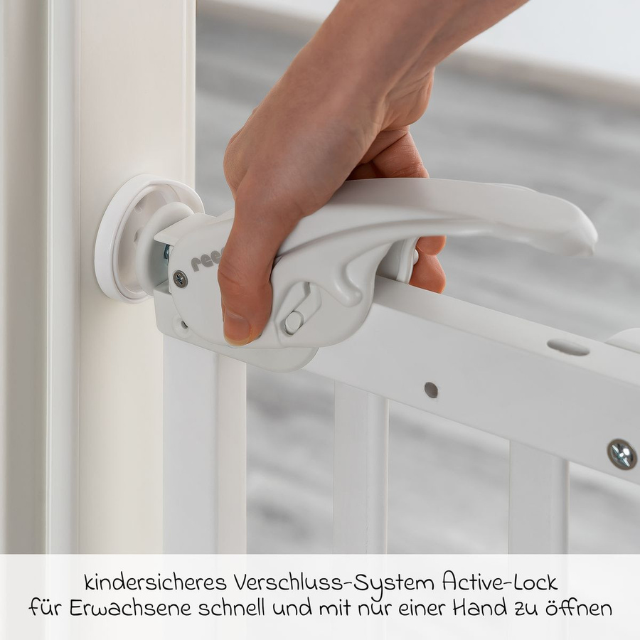 Reer Türschutzgitter und Treppenschutzgitter zum Klemmen oder Schrauben, Weiß, Breite: 63 bis 106 cm - Bild 2