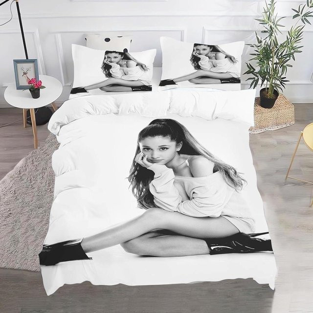 Ariana Grande 3D Bettwäsche-Set mit Digitaldruck aus Mikrofaser, 3-teilig, Weiß, B/H: 140 x 200 cm - Bild 1