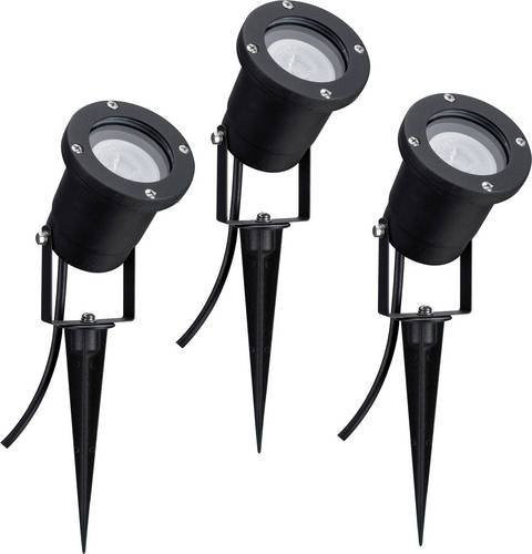Paulmann 3er Set LED-Gartenstrahler Schwarz mit GU10 Leuchtmitteln, 10,5W, IP65 wetterfest mit Erdspieß für Garten und Terrasse - Bild 1