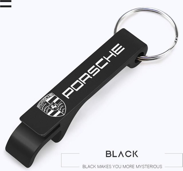 Porsche Schlüsselanhänger Metall, Bierflaschenöffner, schwarz, Unisex - Bild 1